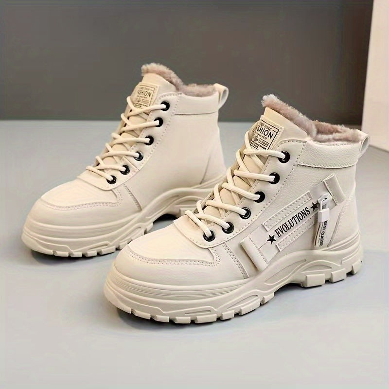 Women’s Winter Platform Boots – Non-Slip Lace-Up Warm Casual Winter Shoes