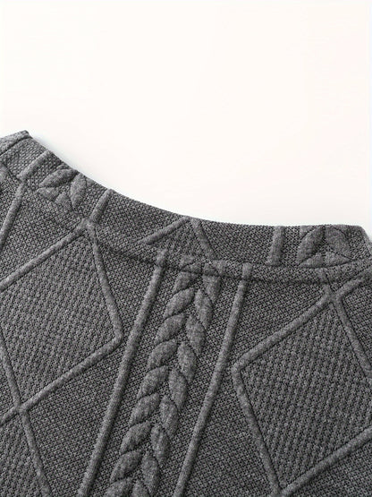 Men’s Geometric Crew Neck Sweatshirt – Long Sleeve Casual Pullover