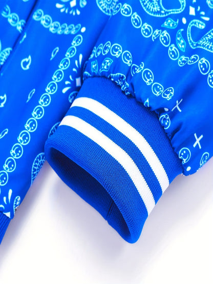 Men’s Paisley Bomber Jacket – Vintage Stand Collar Casual Outerwear