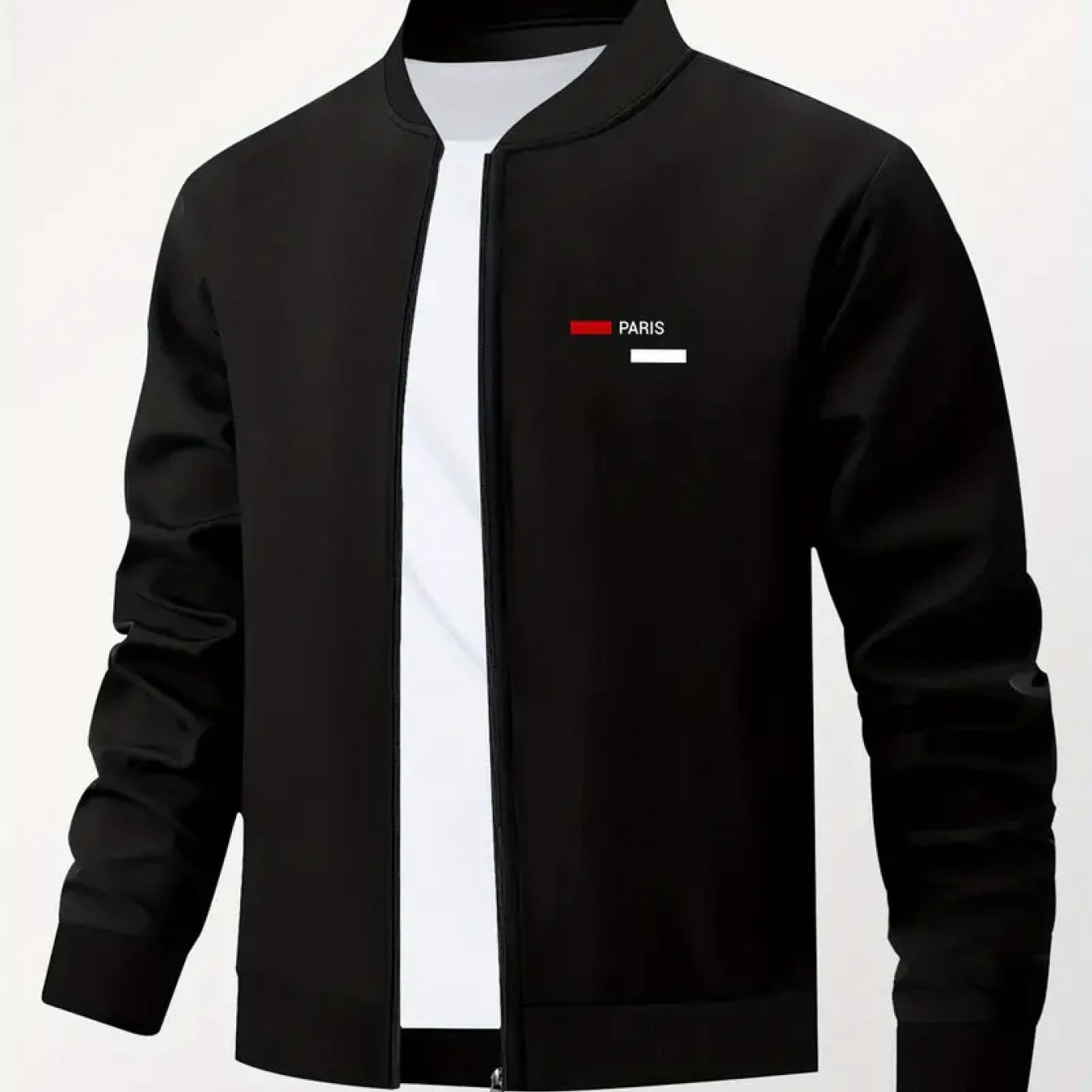 Veste imprimée à col baseball pour homme – Manteau de travail zippé style streetwear décontracté