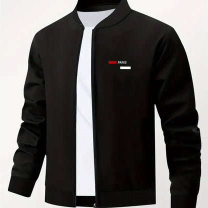 Veste imprimée à col baseball pour homme – Manteau de travail zippé style streetwear décontracté