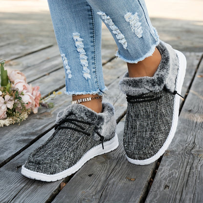 Women’s Slip-On Loafers – Warm Non-Slip Casual Winter Shoes with EVA Sole