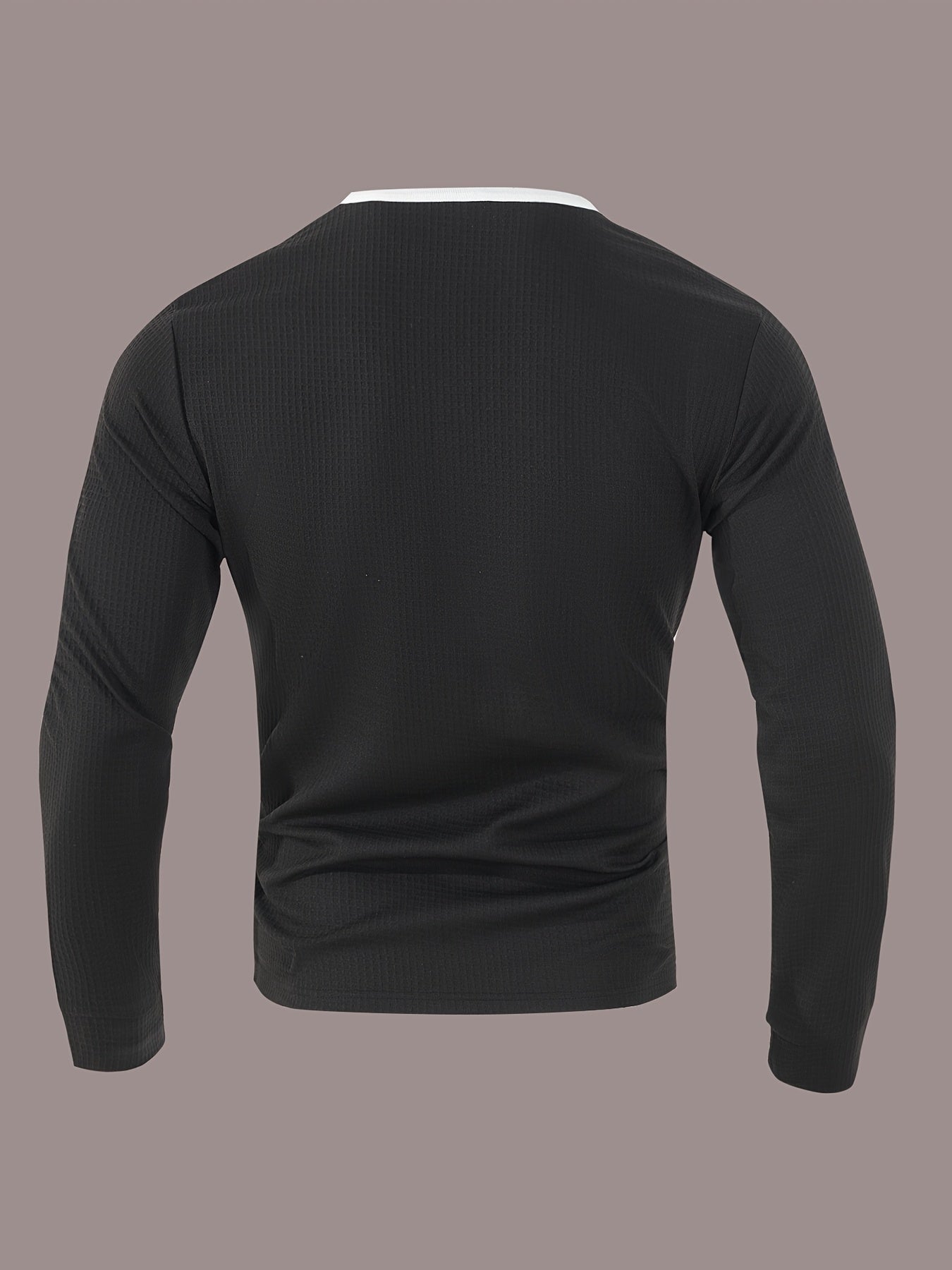Men’s Waffle Henley Shirt – White & Black All-Season Button Top