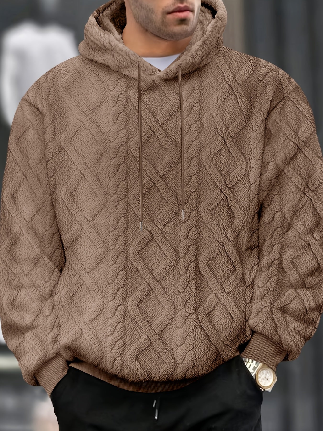 Men’s Casual Hooded Sweatshirt – Solid Color Slight Stretch Pullover