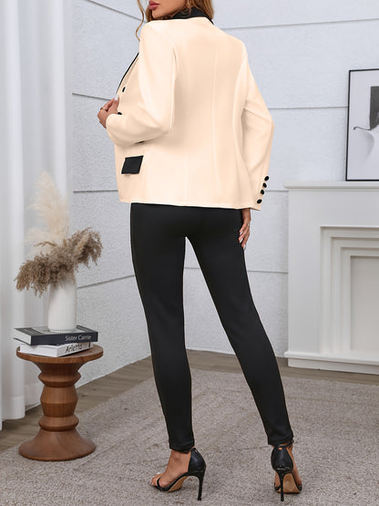 Elegante Traje de Moda con Parches para Mujer – Conjunto de Dos Piezas Primavera/Otoño