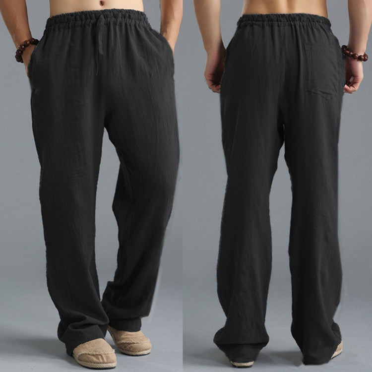 Pantalon en lin respirant pour homme – Pantalon de sport décontracté coupe ample