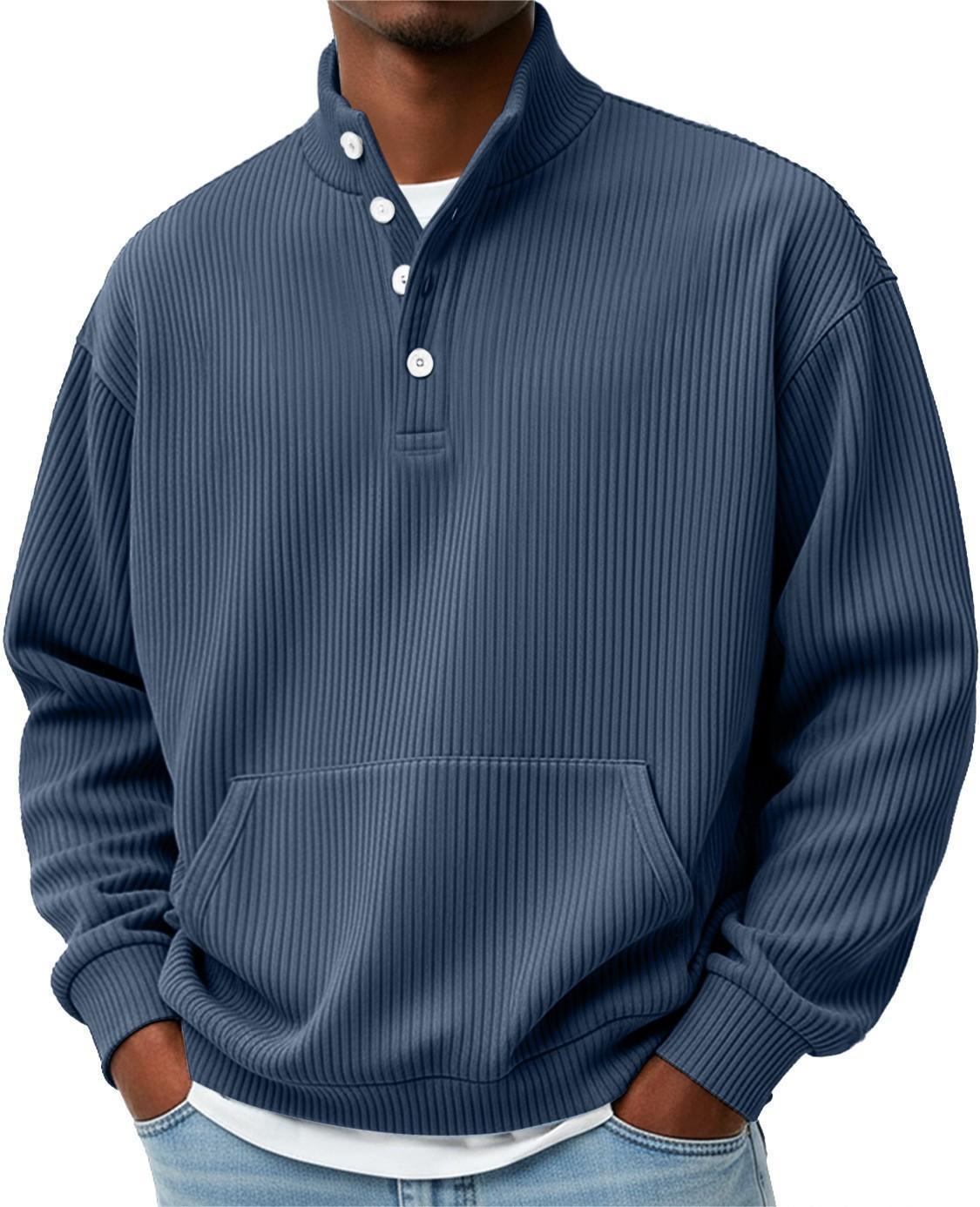Sweat-shirt homme col roulé uni – Polo décontracté à manches longues