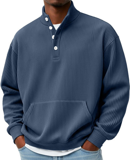 Sweat-shirt homme col roulé uni – Polo décontracté à manches longues