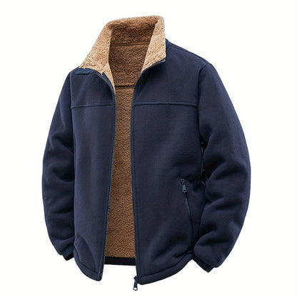 Men’s Fleece Zip Jacket – Warm Wind-Resistant Fall Winter Coat