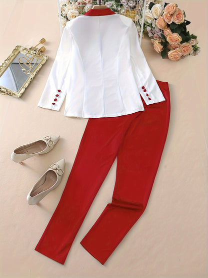 Elegante Traje de Moda con Parches para Mujer – Conjunto de Dos Piezas Primavera/Otoño