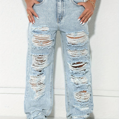Vaqueros anchos vintage desgastados – Denim clásico lavado azul estilo urbano