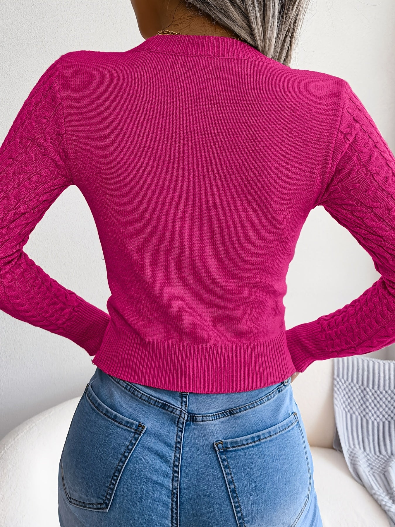 Women’s Hollow-Out Knit Sweater – Sexy Slim-Fit Pullover Top