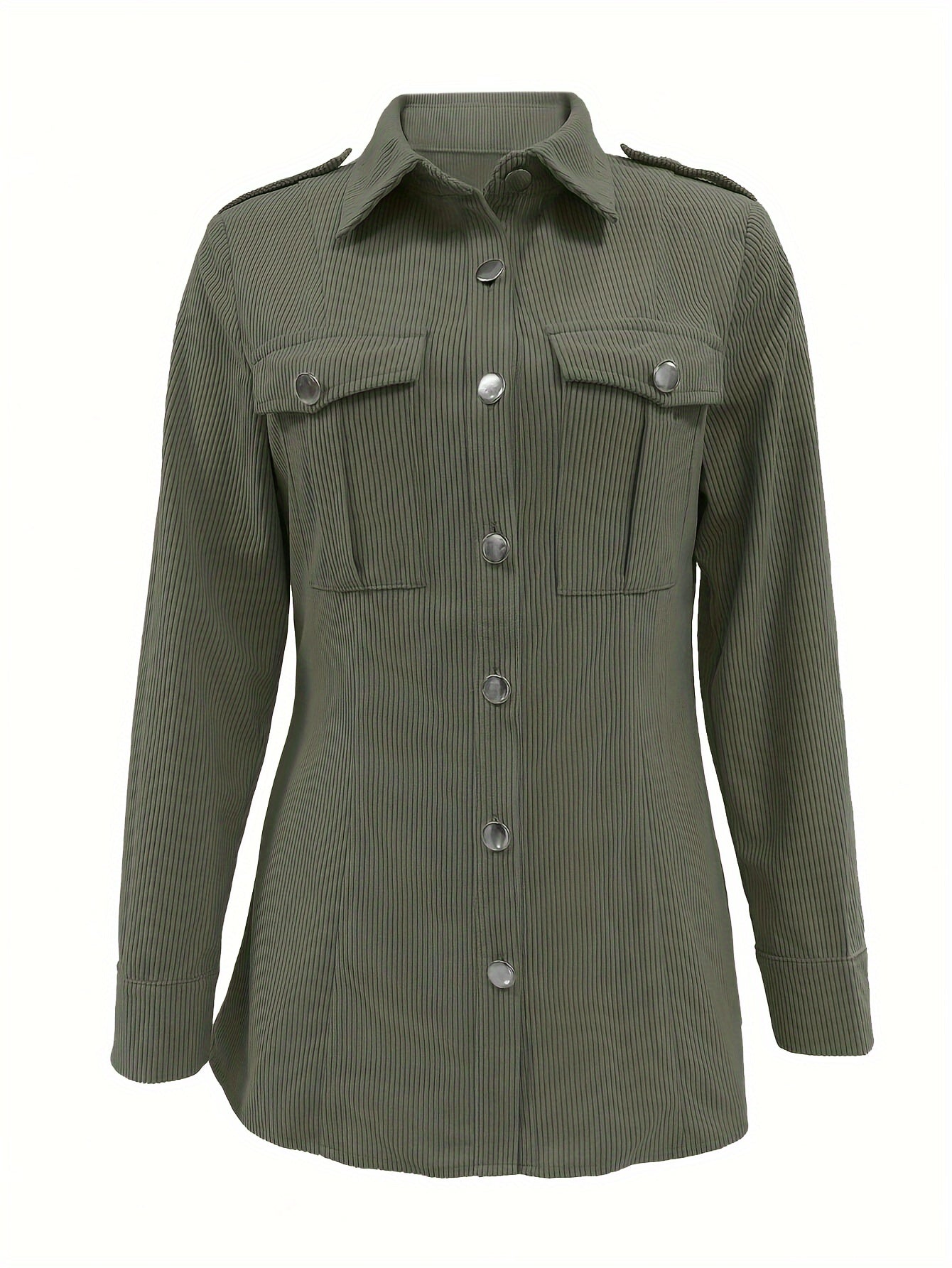 Women’s Mustard Corduroy Jacket – Elegant Button-Up with Pockets