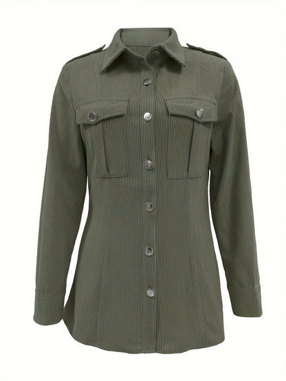 Women’s Mustard Corduroy Jacket – Elegant Button-Up with Pockets