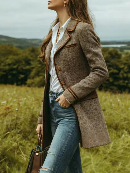 Abrigo espigado marrón – Chaqueta elegante con cinturón de largo medio