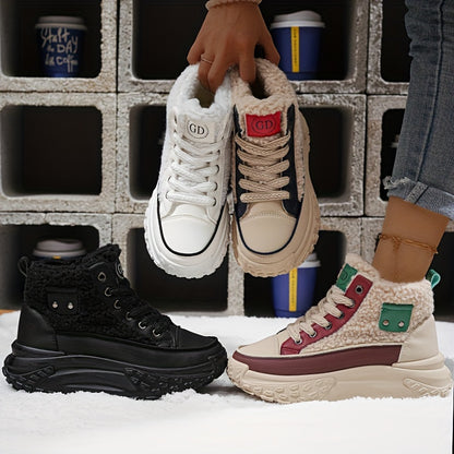 Women’s Plush Lined Snow Boots – Non-Slip Winter Shoes with PVC Sole