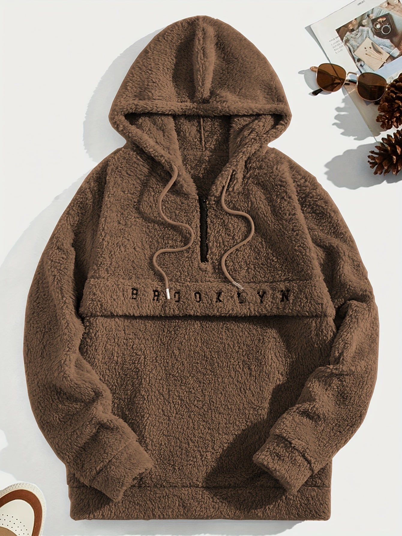 Men’s Plush Fleece Hoodie – Half-Zip “Brooklyn” Winter Pullover
