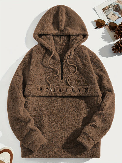 Men’s Plush Fleece Hoodie – Half-Zip “Brooklyn” Winter Pullover