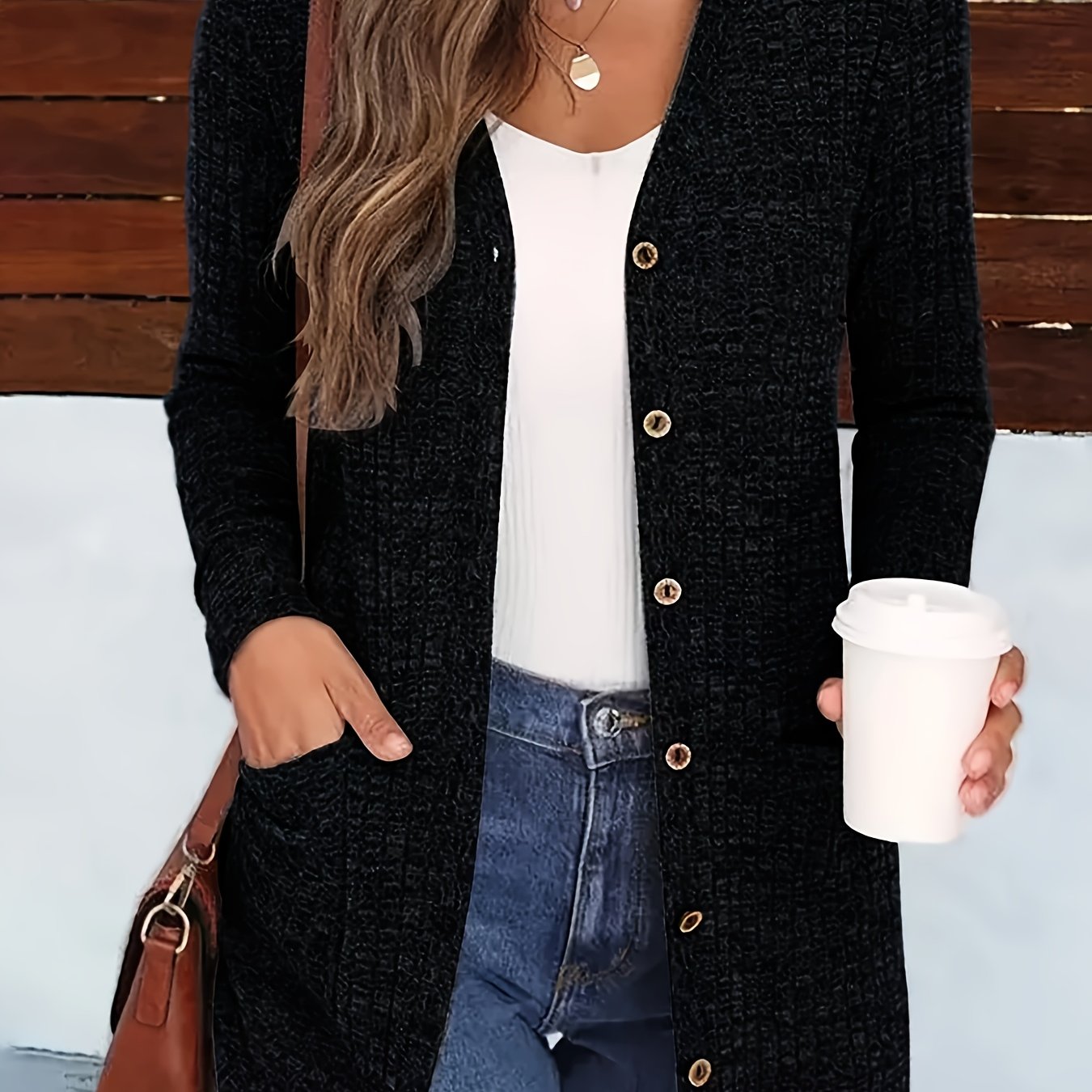 Women’s Elegant V-Neck Cardigan – Cozy Button-Up Fall Sweater