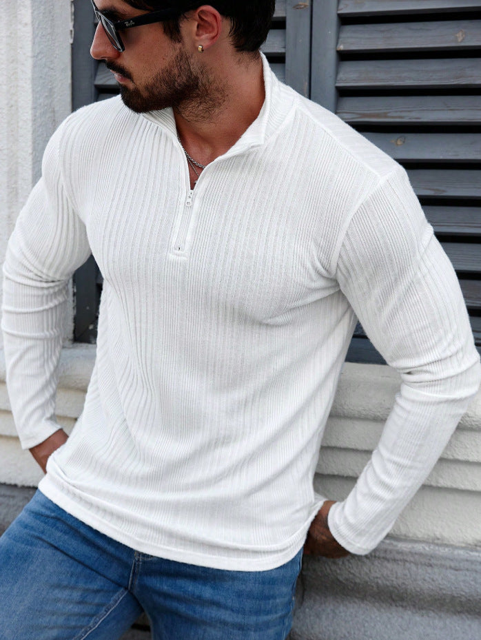 Sweat à capuche côtelé à col montant pour homme – Coupe ajustée et épaisse