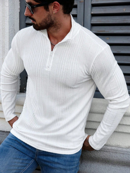 Sweat à capuche côtelé à col montant pour homme – Coupe ajustée et épaisse