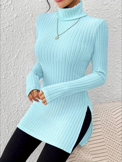 Women’s Elegant Turtleneck Top – Soft Long Sleeve High-Neck Knit