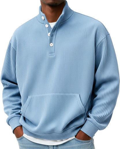 Sweat-shirt homme col roulé uni – Polo décontracté à manches longues