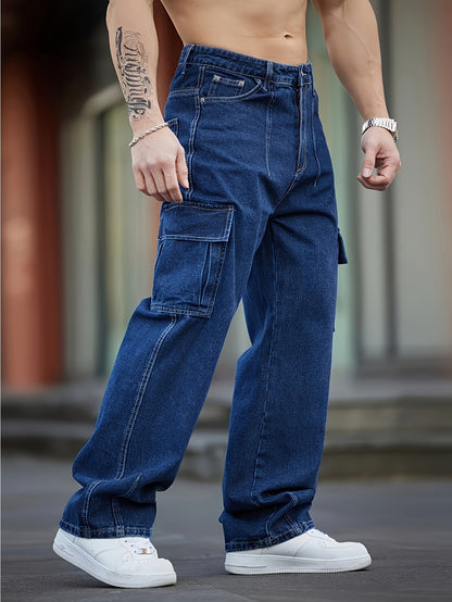 Jean taille large urbain – Jean délavé à poches multiples