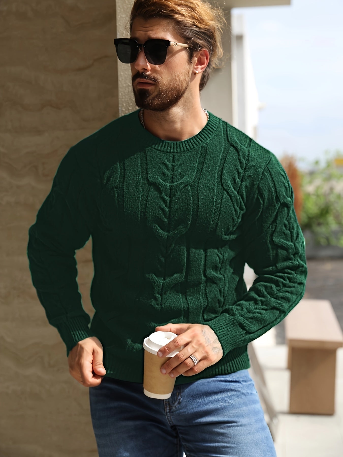 Men’s Striped Knit Sweater – Soft Crewneck Ribbed Trim Pullover
