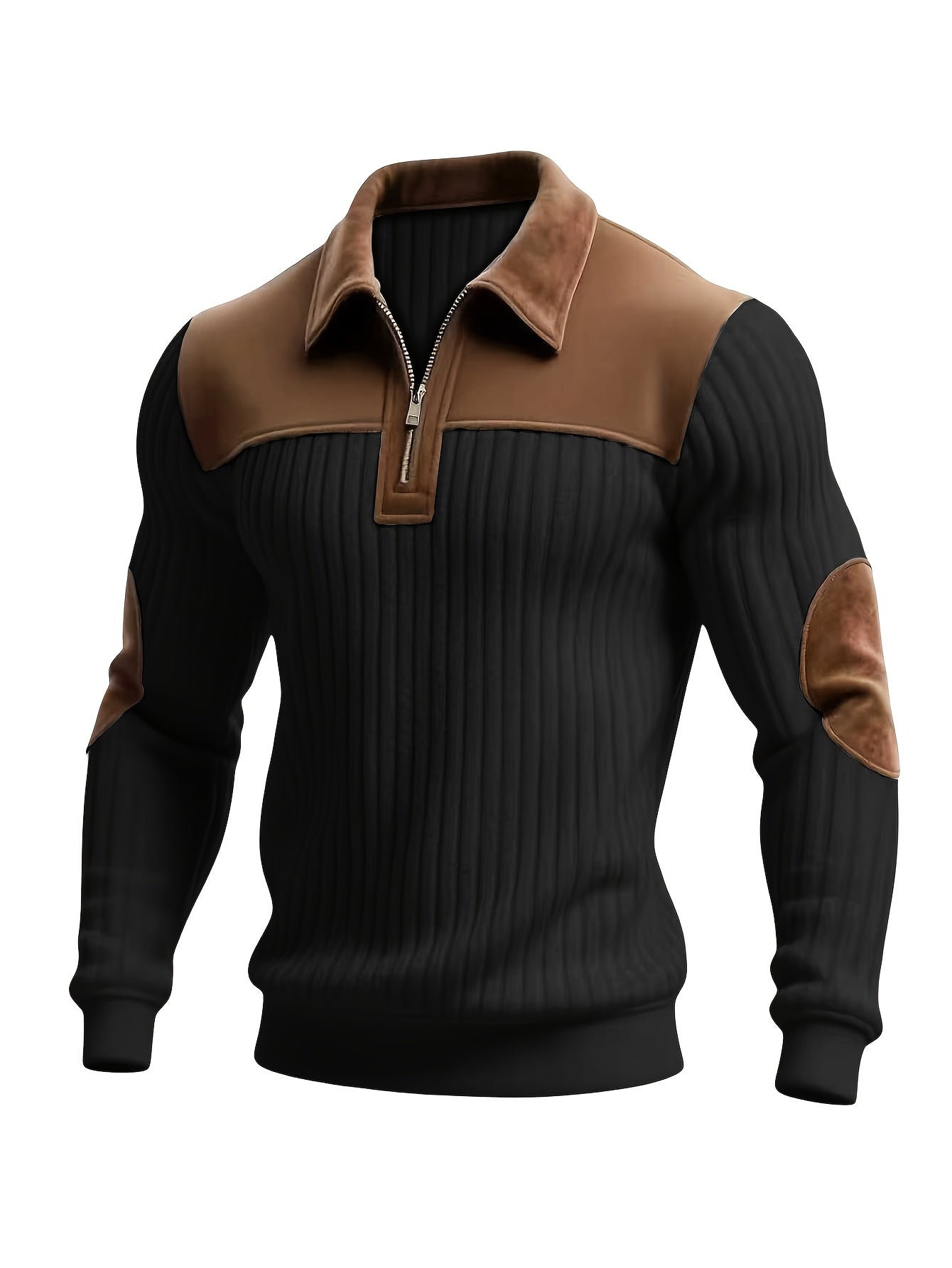 Men’s Full-Zip Winter Sweater – Thick Knit Stand Collar Pullover