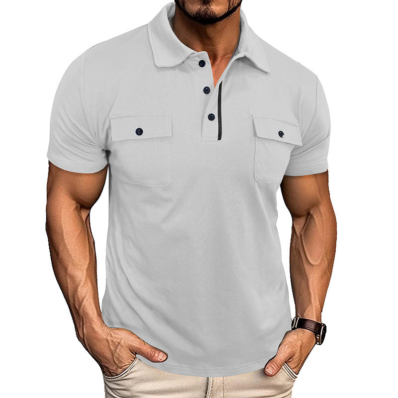 Loom & Soul™ Men’s Summer Polo Shirt – Short Sleeve Lapel Top with Chest Pocket