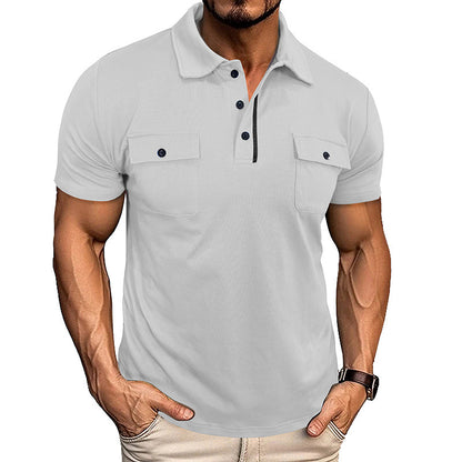 Loom & Soul™ Men’s Summer Polo Shirt – Short Sleeve Lapel Top with Chest Pocket