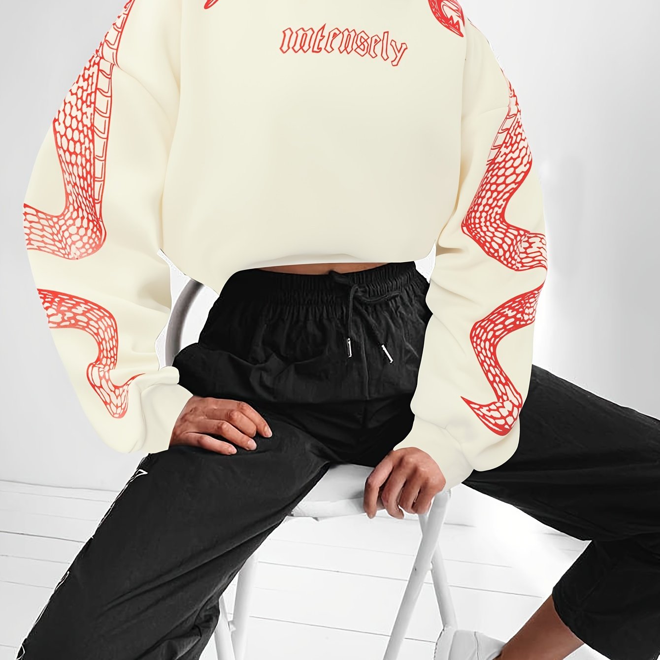 Women’s Red Hoodie – Phoenix & Butterfly Graphic Street Pullover