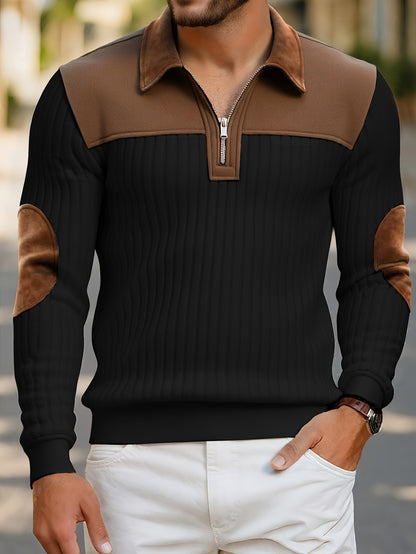 Men’s Full-Zip Winter Sweater – Thick Knit Stand Collar Pullover