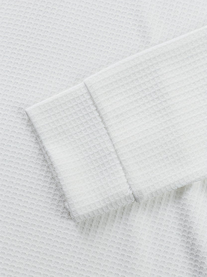 Men’s Waffle Henley Shirt – White & Black All-Season Button Top