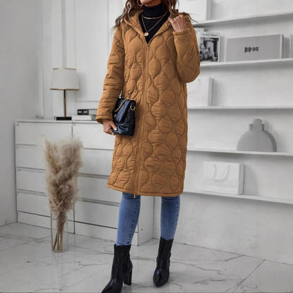 Chaqueta con capucha y cremallera para mujer – Abrigo casual grueso con relleno de algodón