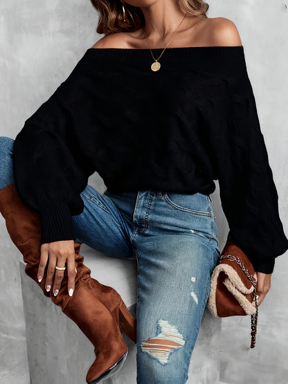 Women’s Off-Shoulder Batwing Sweater – Relaxed All-Season Knit