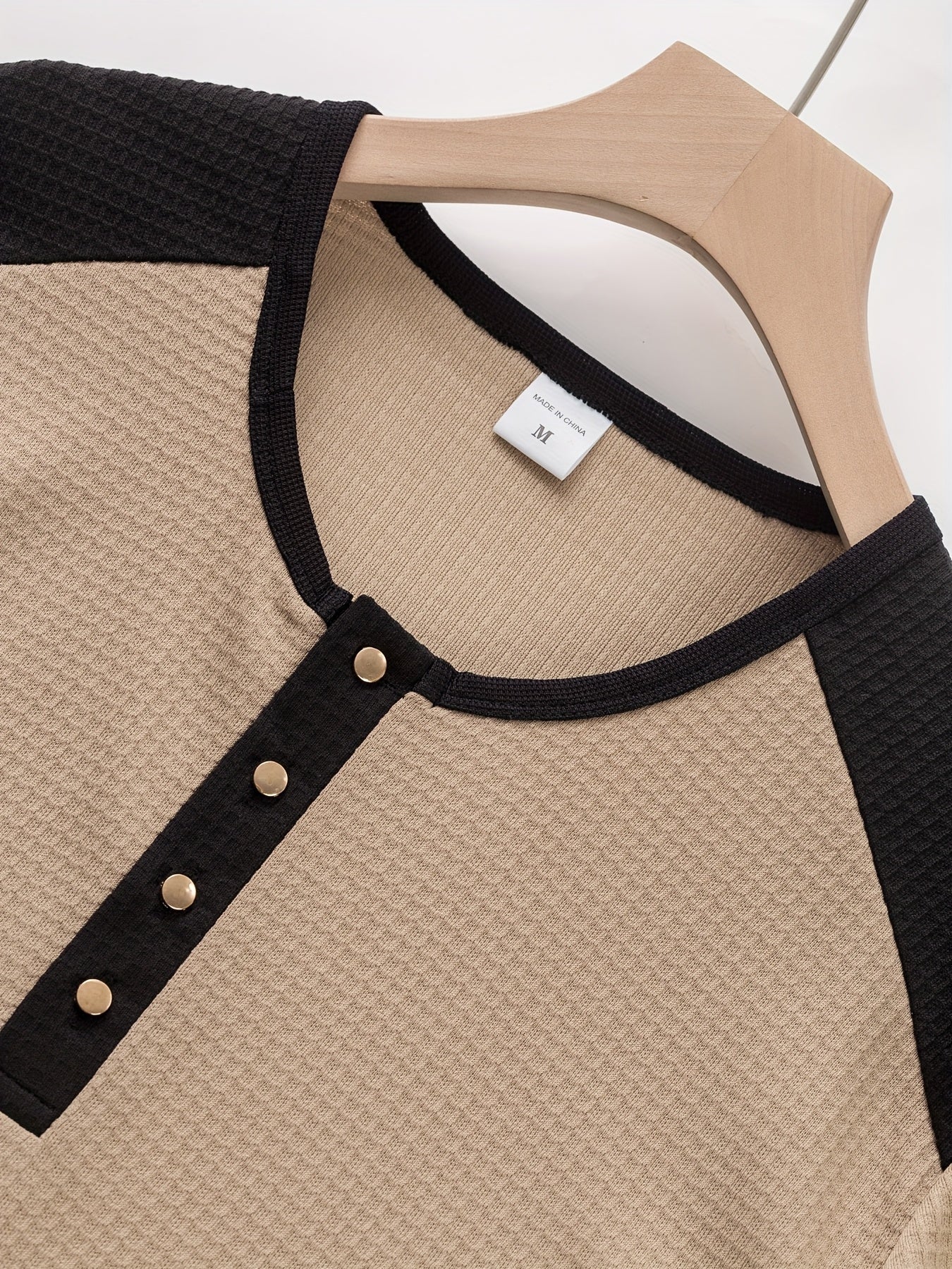 Men’s Waffle Henley Shirt – White & Black All-Season Button Top