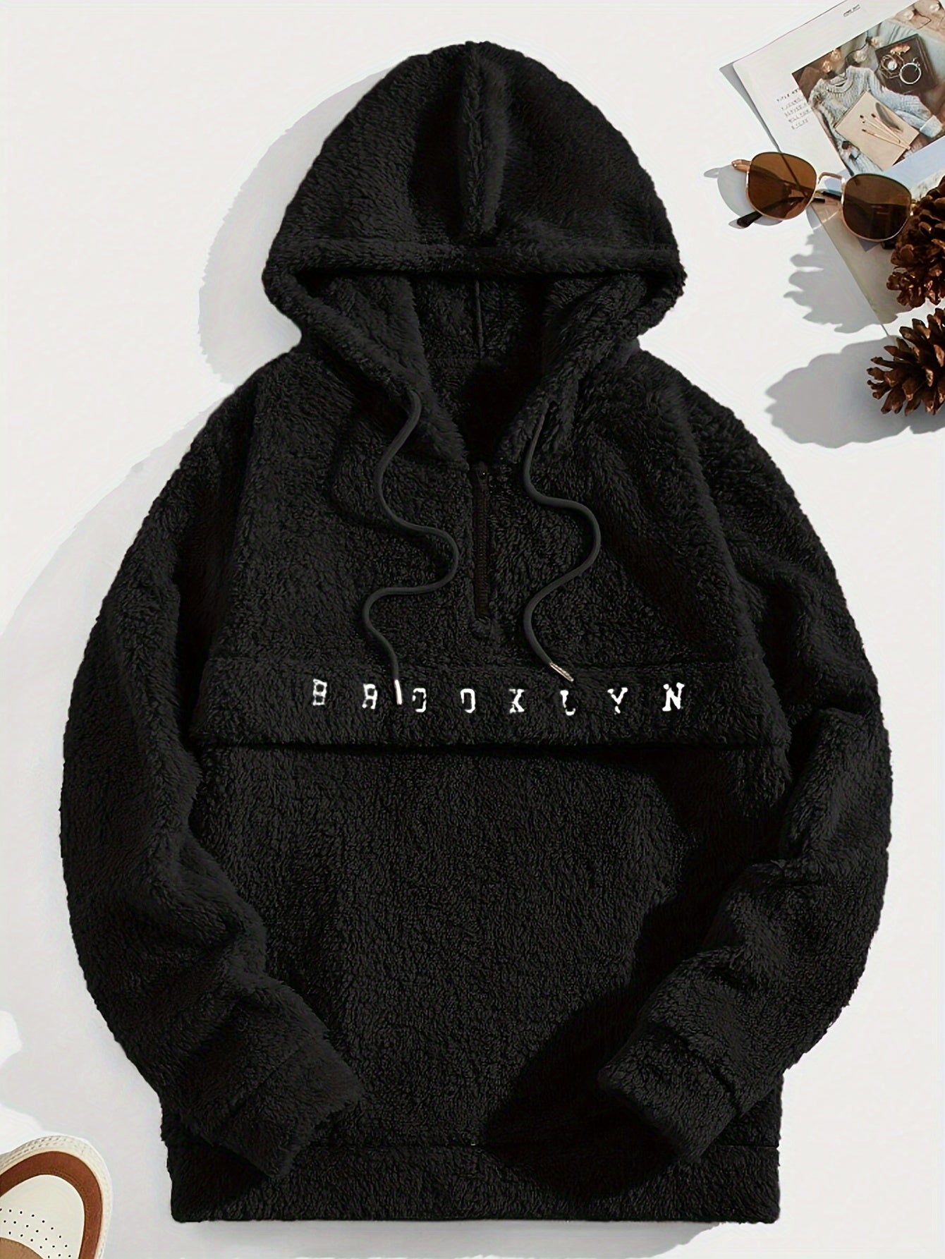 Men’s Plush Fleece Hoodie – Half-Zip “Brooklyn” Winter Pullover