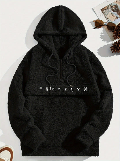 Men’s Plush Fleece Hoodie – Half-Zip “Brooklyn” Winter Pullover