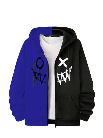 Loom & Soul Men’s Royal Blue Zip Hoodie – Two-Tone Warm Fall Jacket