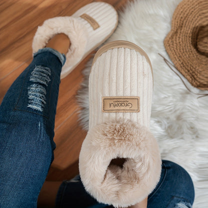 Pantuflas de Mujer con Suela Gruesa – Comodidad Cálida de Invierno para Interiores