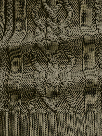 Suéter de cuello alto trenzado vintage para hombre – Jersey de punto clásico