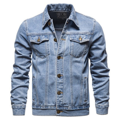 Loom & Soul™ Men’s Casual Blue Denim Jacket – Lightweight Hooded Jean Coat with Modern Fit