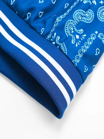 Men’s Paisley Bomber Jacket – Vintage Stand Collar Casual Outerwear