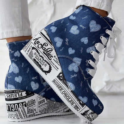 Women’s Dazzle Chunky Heel Boots – Lace-Up Heart Lace Ankle Booties