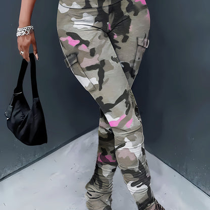 Women’s High-Waist Camo Leggings – Stretch Fit with Side Pockets