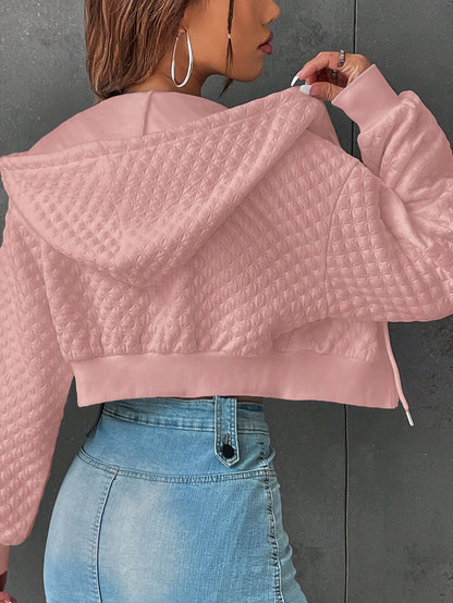 Women’s Elegant Letter Hoodie – Red & Black Cropped Street Pullover