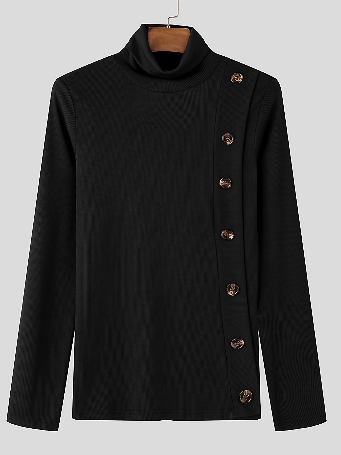 Col roulé homme coupe ajustée – Maillot en maille à boutons