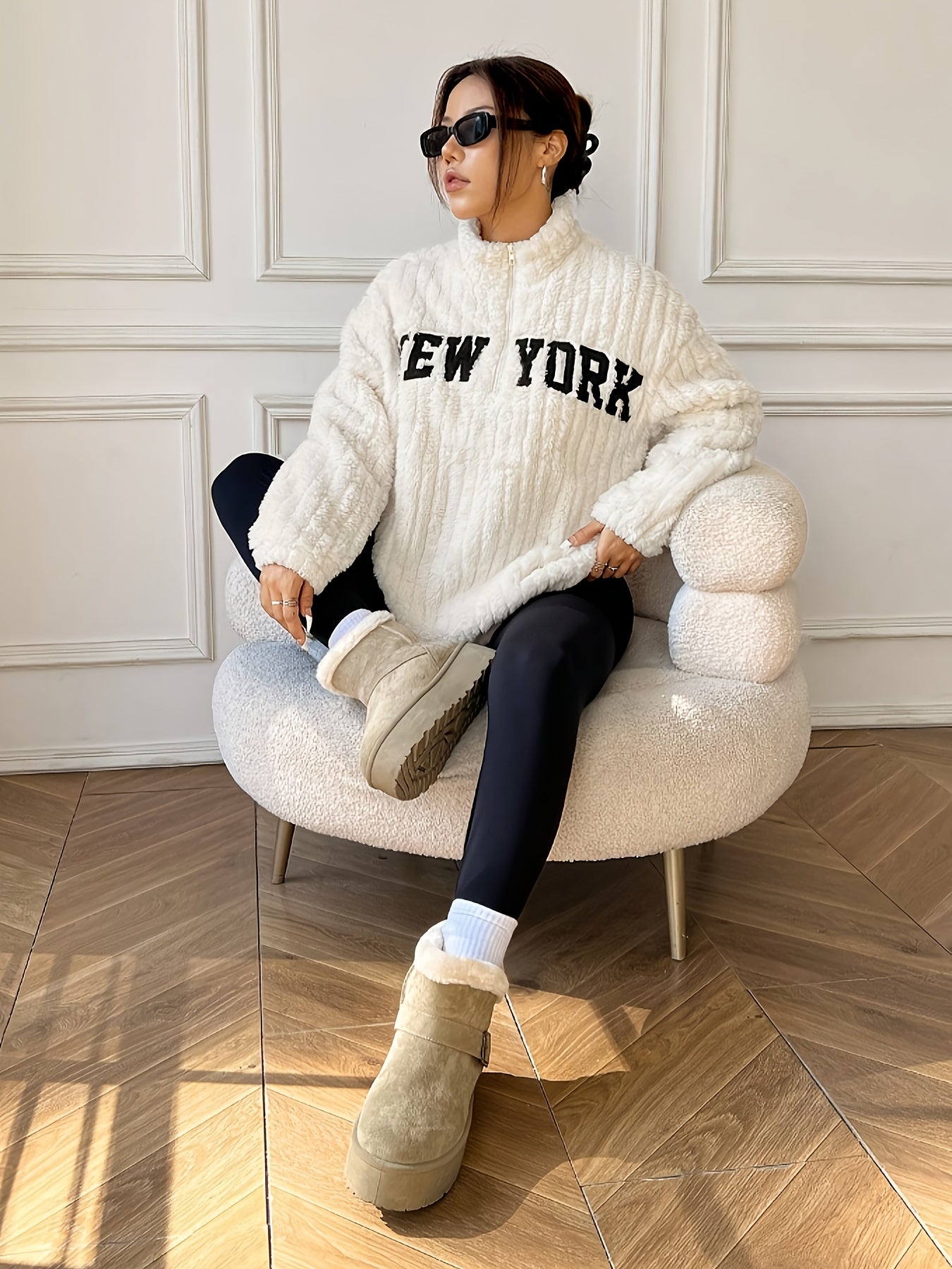 Elegant Zip-Up Sweater Coat – Women’s Stand Collar Fall/Winter Outerwear